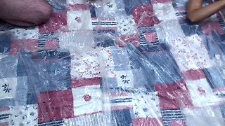 Oiled up girl fucking on the floor