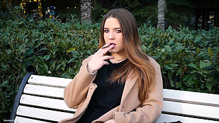 Russian Girl Spends Her Lunch Break Smoking 1 Cigs