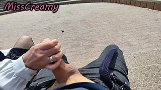 Miss Creamy as French Teacher Milf Performs Risky Public Nude Beach Blowjob for Voyeur Student with Massive C