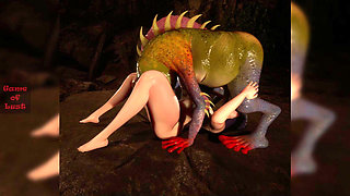 Gol 3D Busty Brunette Blowjobs Monster Frog Prince's Cock