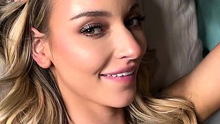 Adorable blonde teen slut with big boobs flashing in public
