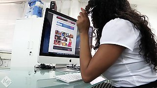 Sexy Ebony Secretary Receives BWC Cream