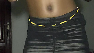 Hot Sexy Dance Ebony Teen Teasing with oily wet Pussy shows  in mini skirt