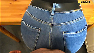 Again? Stepmom Lends Him Her Nice Ass in Jeans to Jerk off and Cum - Shely81