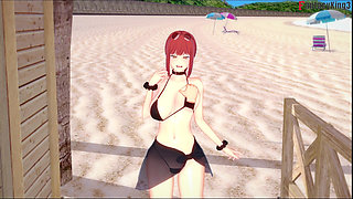 Makima Blowjob on the Beach - Chainsaw Man