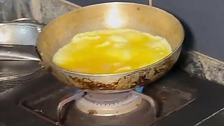 She's Cooking in the Kitchen, I Came Crease Her Body While She Eats