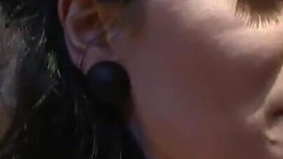 Humiliated bound man in the cage