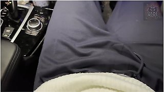 Outside Pov: Masked Girl Blows Me In The Car Cum Runs Down My Cock & Seat