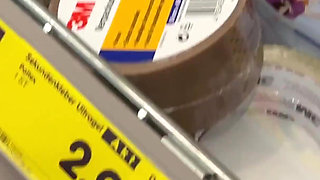 Extreme risky handjob in supermarket an wiped cum on product :p !