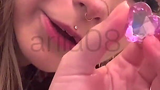 Petite French Goth Test a Double Ass and Pussy Dildo