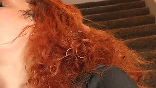 Big Booty Slutty Schoolgirl Fucks Big White Cock Stud on the Stairs