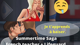 Two milfs in a day: gloryhole blowjob from blonde Pamela lifeguard and then French teacher seduces Boris in college after class