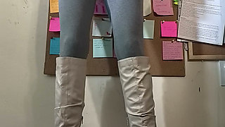 Squirting in my leggings and boots while teaching