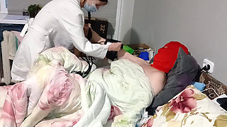 Lesbian threesome between two patients and a doctor