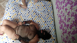 Mature masked woman giving delicious deep throat blowjob