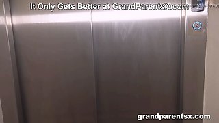 Fucking Old People in an Elevator?!? Threesome at GrandParentsX