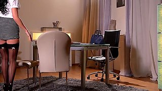 Horny During Overtime: Busty Secretary Masturbates in Office