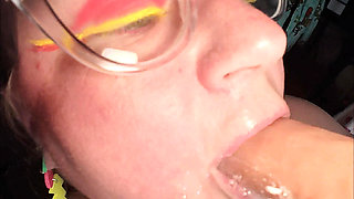 Extreme BBW Dildo Wet and Messy Deepthroat Saliva