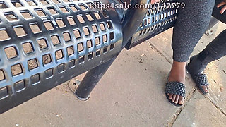 Hot Fudge Tasty Feet Left Foot Wrapped at the Bus Stop