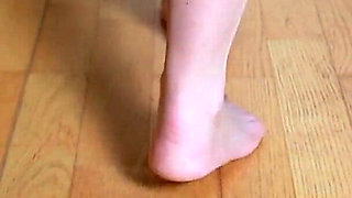 Sheer Nylon Feet Gliding on Wooden Floor - Slow Asmr Sliding Sounds