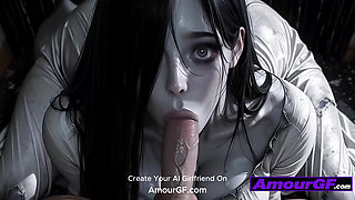 AI nightmare babe milks every inch, cock explodes hard & covers her face in sticky cum