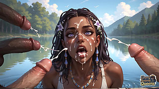 Sultry Ebony Entices at the Water's Verge - XXX!