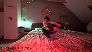 Hot Secretary in Sexy Pantyhose, Grey Silk Top and High Heels Rides Boss Cock for Cum in Nylon - Business-bitch