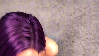Would you fill this purple-haired babe with a deep creampie?