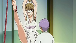 Slave in cartoon maid outfit gets rough BDSM treatment with huge boobs bouncing