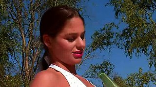 Stacked brunette goes solo toys and masturbation