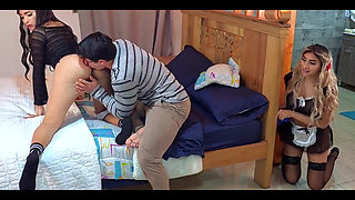 Cheating Boyfriend! He Fucked the Maid in Front of His Girlfriend!