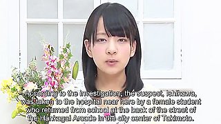 Eng Subs - Teeny Tiny Japanese Newscaster Trying To Do Her Job, But Hard Cocks Keep Stopping Her :(