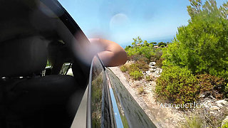 Hitchhiker Pissing 3 Time Out of Window of a Car in Motion