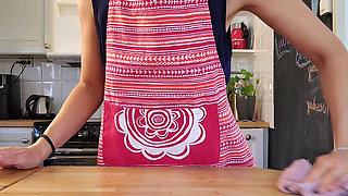 Hot Wife with Amazing Natural Tits Gets Her Pussy Filled While Working in the Kitchen