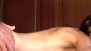 Stunning brunette babe is pleasing a couple of hard cocks