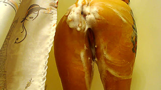 PAWG MILF Soaps Ass and Pussy in Shower