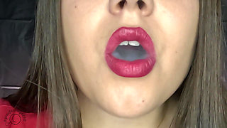 Red Lipstick Smoking Big Puffy Cigarettes