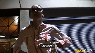 Cop jizzes on spanish milf's glasses - faux cop