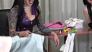 Dick Clothesline, Two Mistresses Tie Two Masochist Dicks Together with Rope and Use Them as Clothesline to Hang Laundry