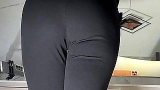 See Through Skirt and Red Thong She Takes off Turns Into a Seduction Point in the Bathroom with Long Legs Secretary