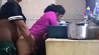 Employee Fucking and Sucking When She Washes Dirty Dishes