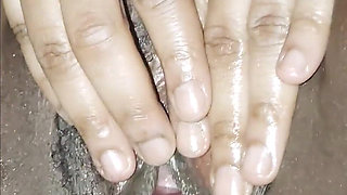 Stroking Her Pussy with the Dildo!