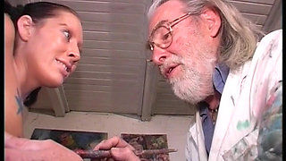 Attractive German model sucks stiff rod of her artist