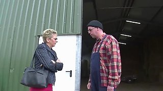 German Granny Angelika J. Huge Tits Outdoor Farm Sex Cum in Mouth MILF