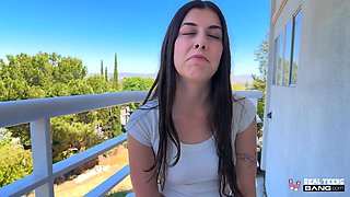 Caught this horny messy slut rubbing it in public and pounded her hard back home