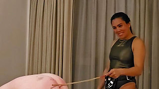 Dominafire Pegging and Caning Tied up Slave