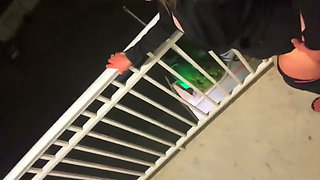 Hotel Balcony Sex as People Pass by
