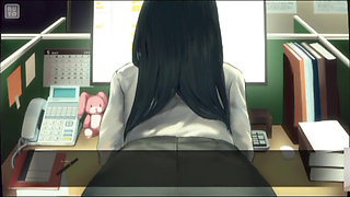 Office girl in skirt ignores me as I fuck her while she works!