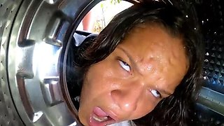 Latina Stepmom Gets Trapped in Washing Machine: Son Can't Help but Fuck