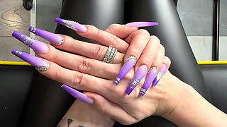 New Long Nails Shape - a Ballerina Shape (coffin) and Leather Outfit on Me